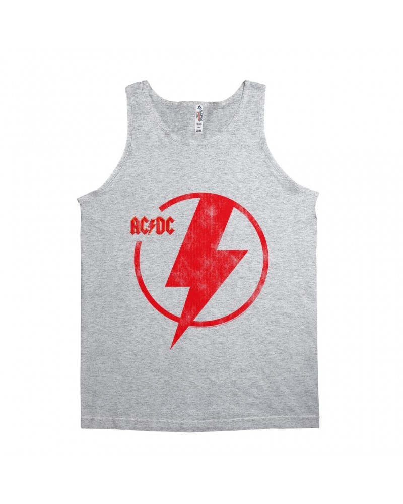 AC/DC Unisex Tank Top | Logo Lightning Bolt Red Distressed Shirt $10.98 Shirts