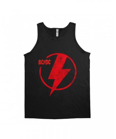 AC/DC Unisex Tank Top | Logo Lightning Bolt Red Distressed Shirt $10.98 Shirts