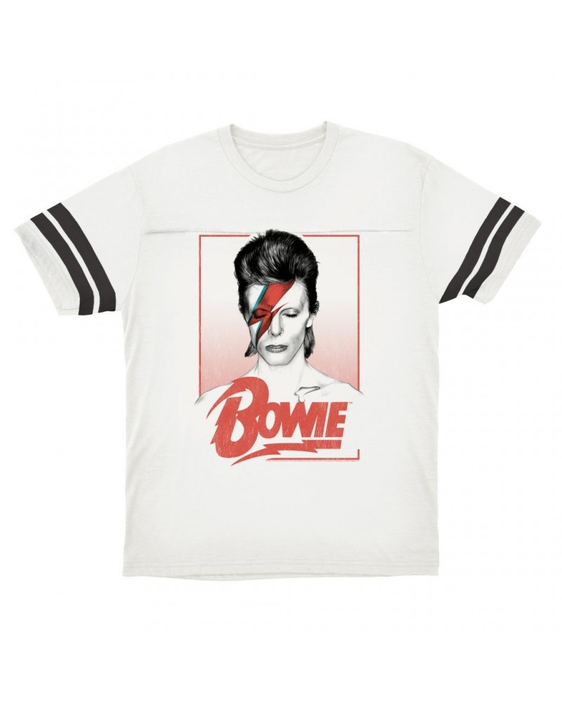 David Bowie T-Shirt | Aladdin Sane Bowie Red Image Football Shirt $14.50 Shirts