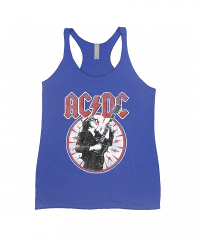 AC/DC Ladies' Tank Top | Angus Young In Bolts Design Distressed Shirt $13.61 Shirts